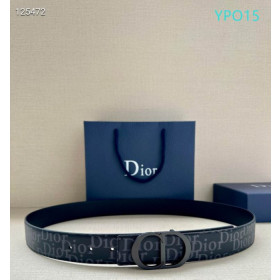 Dior Oblique Monogram Leather Belts With Black CD Buckle And Leather Strap 35 mm In Black