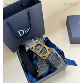 Dior Oblique Monogram Leather Belts With Gold Buckle And Leather Strap 35 mm In Black Outlet