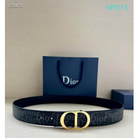 Dior Oblique Monogram Leather Belts With Gold CD Buckle And Leather Strap 35 mm In Black