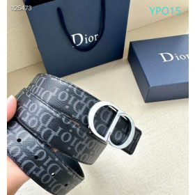 Dior Oblique Monogram Leather Belts With Silver CD Buckle And Leather Strap 35 mm In Black