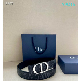Dior Oblique Monogram Leather Belts With Silver CD Buckle And Leather Strap 35 mm In Black