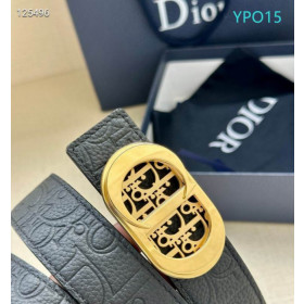 Dior CD Icon Leather Belts With Gold CD Buckle And Leather Strap 30 mm In Black Sale