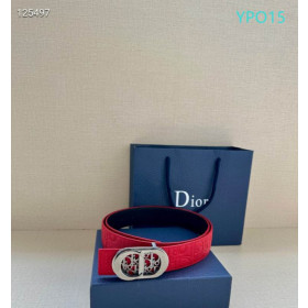 Dior CD Icon Leather Belts With Silver CD Buckle And Leather Strap 30 mm In Red Sale