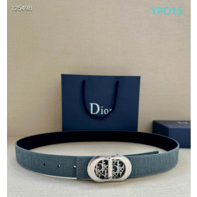 Dior CD Icon Leather Belts With Silver CD Buckle And Leather Strap 30 mm In Light Blue