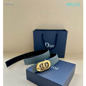 Dior CD Icon Leather Belts With Gold CD Buckle And Leather Strap 30 mm In Light Blue