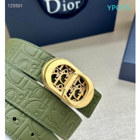 Dior CD Icon Leather Belts With Gold CD Buckle And Leather Strap 30 mm In Green