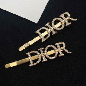 Dior Diorevolution Barrette Metal With White Crystals Gold