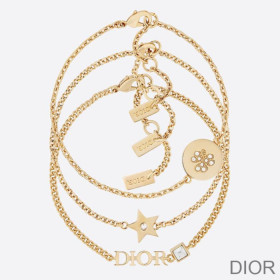Dior Diorevolution Bracelet Set Chain and White Crystals Gold