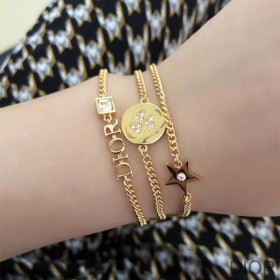 Dior Diorevolution Bracelet Set Chain and White Crystals Gold