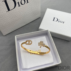 Dior Diorevolution Cuff Bracelet Metal and White Crystals Gold
