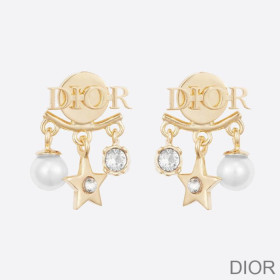 Dior Diorevolution Earrings Metal, White Resin Pearls And White Crystals Gold