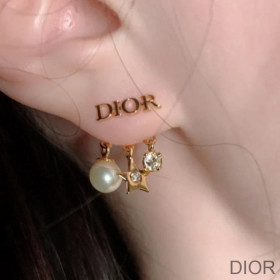 Dior Diorevolution Earrings Metal, White Resin Pearls And White Crystals Gold
