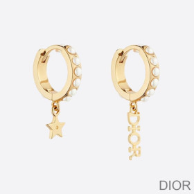 Dior Diorevolution Earrings Metal and White Resin Pearls Gold