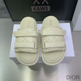 Dior Diorevolution Slides Women Quilted Cannage Calfskin White