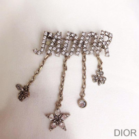 Dior J''Adior Brooch with Bee Star Clover White Crystals Silver