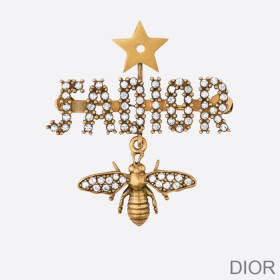 Dior J''Adior Brooch with Bee Star White Crystals Gold