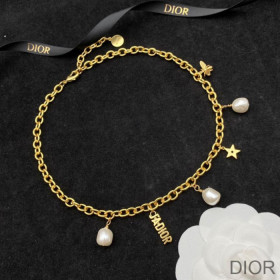 Dior J''Adior Choker Metal, White Resin Pearls Gold