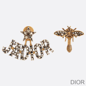 Dior J''Adior Earrings Antique Metal with Crystals Gold