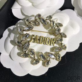 Dior J''Adior Laurel Brooch Gold Finish Metal and Silver Crystals Gold