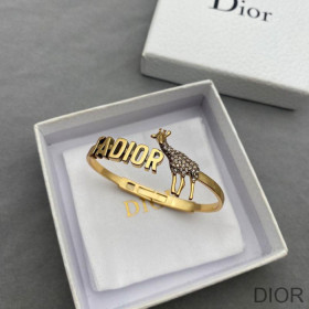 Dior J''Adior Little Deer Bracelet Metal and White Crystals Gold