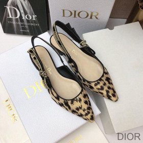 Dior J''Adior Slingback Ballerina Flats Women Mizza Motif Canvas Beige
