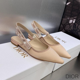 Dior J''Adior Slingback Ballerina Flats Women Satin and Cotton Khaki