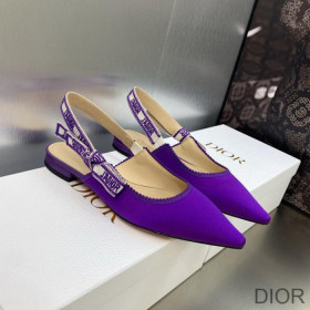 Dior J''Adior Slingback Ballerina Flats Women Satin and Cotton Purple