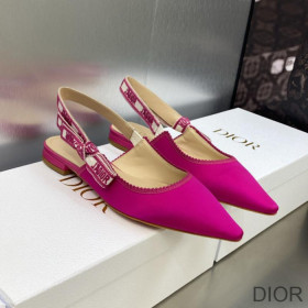 Dior J''Adior Slingback Ballerina Flats Women Satin and Cotton Rose