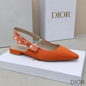 Dior J''Adior Slingback Ballerina Flats Women Technical Fabric Orange