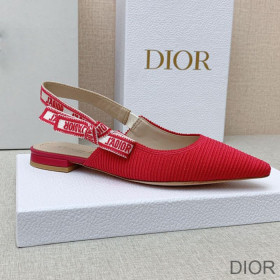 Dior J''Adior Slingback Ballerina Flats Women Technical Fabric Red