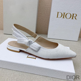 Dior J''Adior Slingback Ballerina Flats Women Technical Fabric White