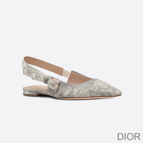 Dior J''Adior Slingback Ballerina Flats Women Toile de Jouy Motif Cotton Grey