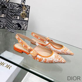 Dior J''Adior Slingback Ballerina Flats Women Toile de Jouy Motif Cotton Orange