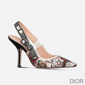 Dior J''Adior Slingback Pumps Women Jardin d''Hiver Motif Cotton White