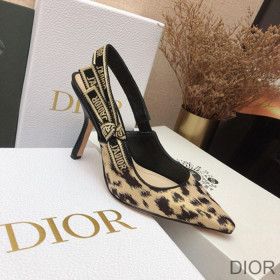 Dior J''Adior Slingback Pumps Women Mizza Motif Canvas Beige