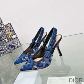 Dior J''Adior Slingback Pumps Women Mizza Motif Canvas Blue