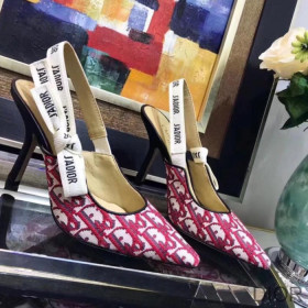 Dior J''Adior Slingback Pumps Women Oblique Motif Canvas Burgundy