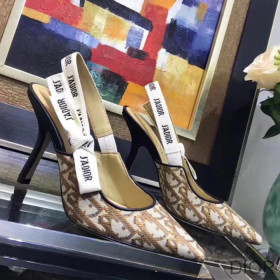 Dior J''Adior Slingback Pumps Women Oblique Motif Canvas Khaki