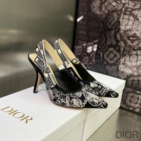 Dior J''Adior Slingback Pumps Women Plan de Paris Motif Cotton Black