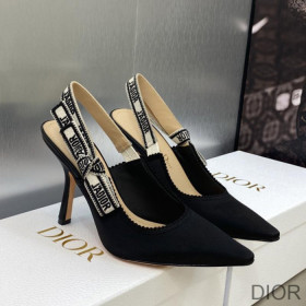 Dior J''Adior Slingback Pumps Women Satin and Cotton Black