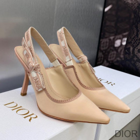 Dior J''Adior Slingback Pumps Women Satin and Cotton Khaki