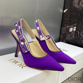 Dior J''Adior Slingback Pumps Women Satin and Cotton Purple