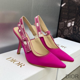 Dior J''Adior Slingback Pumps Women Satin and Cotton Rose