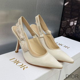 Dior J''Adior Slingback Pumps Women Satin and Cotton White