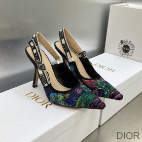 Dior J''Adior Slingback Pumps Women Toile de Jouy Voyage Motif Cotton Multi Blue