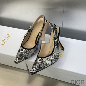 Dior J''Adior Slingback Pumps Women Toile de Jouy Voyage Motif Cotton White