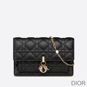 Lady Dior Chain Pouch Cannage Lambskin Black