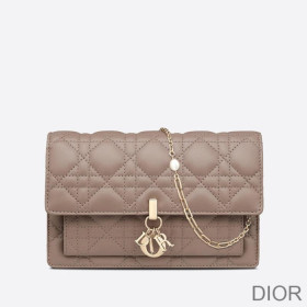 Lady Dior Chain Pouch Cannage Lambskin Khaki