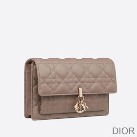 Lady Dior Chain Pouch Cannage Lambskin Khaki
