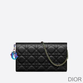 Lady Dior Pouch Emblematic Cannage Lambskin Black